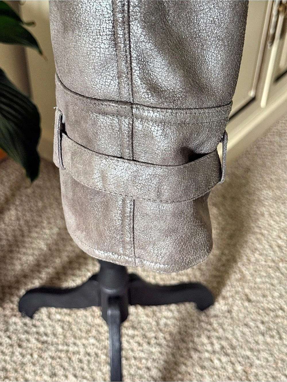 Via Spiga Faux Shearling Moto Jacket Gray XL Like New - Picture 12 of 15